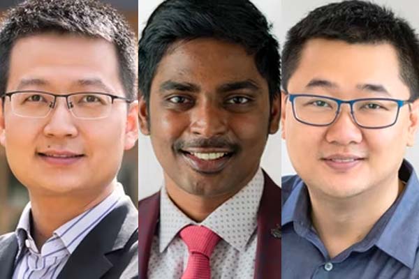 (From left): Peng Bai, Aravind Nagulu, Ning Zhang