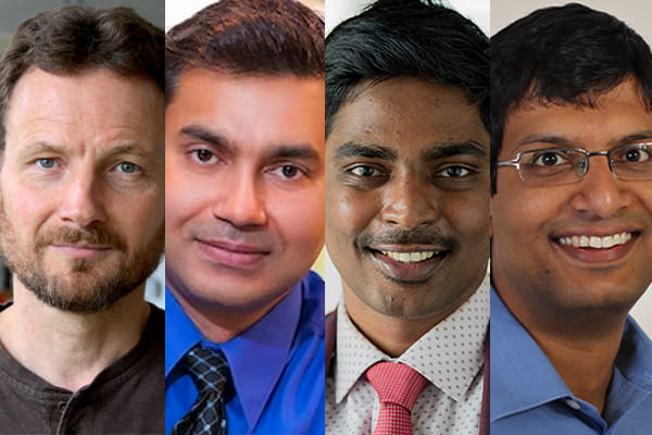 From left: Cauwenberghs, Chakrabartty, Nagulu, Natarajan