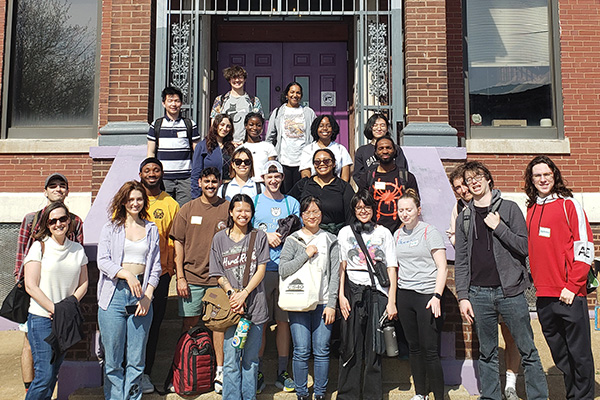 Students in the Engineers in the Community course visit the Griot Museum of Black History in St. Louis as part of their spring break immersion through various sites in St. Louis. (Credit: Tucker Krone)