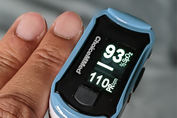  Neal Patwari and graduate students Francesca Bonetta-Mistelli and Di Huang found that even while pulse oximeters have been adjusted to account for darker skin tones, the bias remains and must be fixed. (Photo credit: Neal Patwari)