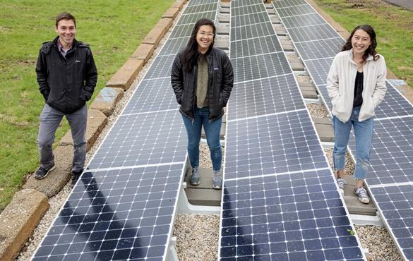 From left: Kyle Cepeda, Sarah Chen and Maya Coyle at the Tyson Research Center. Photos by Whitney Curtis
