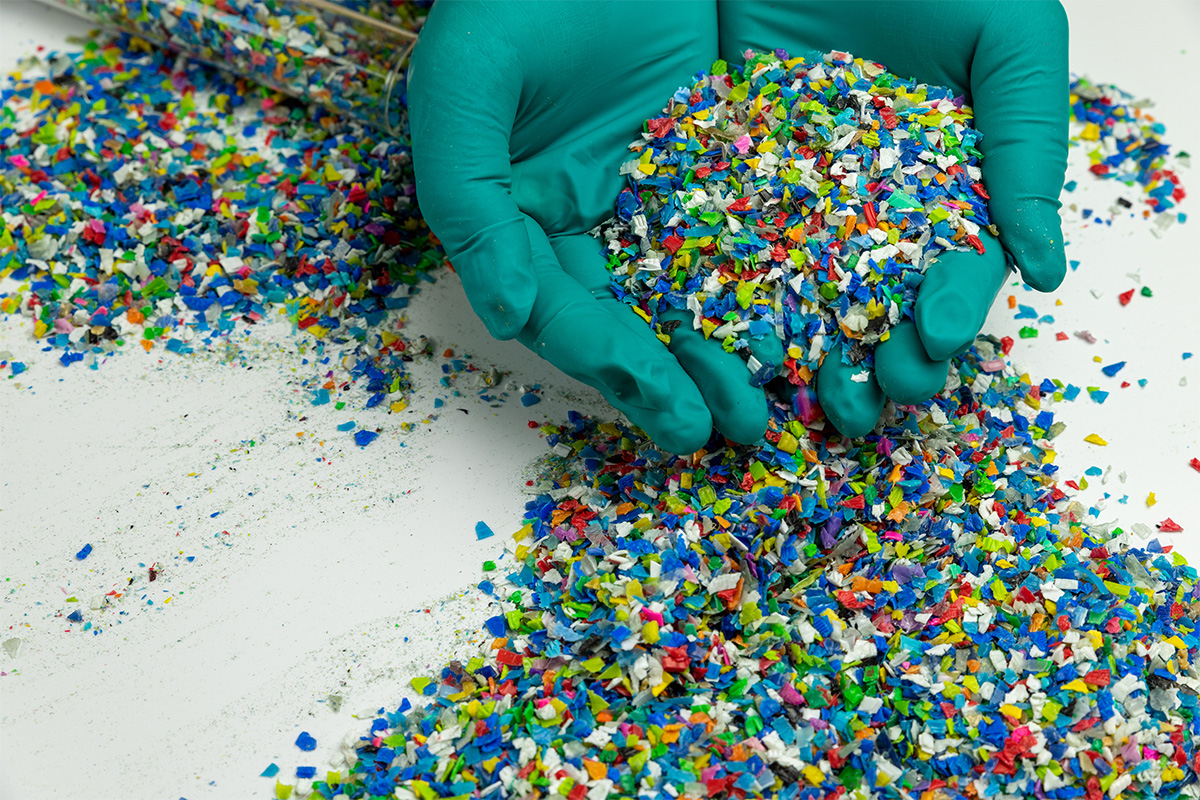 Christopher Cooper, assistant professor of energy, environmental & chemical engineering, is developing a two-step process to recycle pure and mixed plastics by breaking them down into pieces and rebuilding the pieces into new materials with a grant from the U.S. Department of Energy’s Advanced Research Projects Agency – Energy (ARPA-E). (Credit: iStock photo)